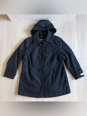 Calvin Klein Black Hooded Toggle Peacoat